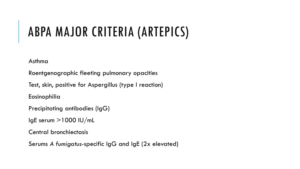 abpa major criteria artepics