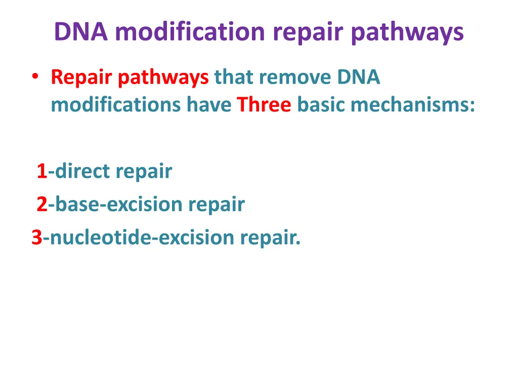 dna modification repair pathways