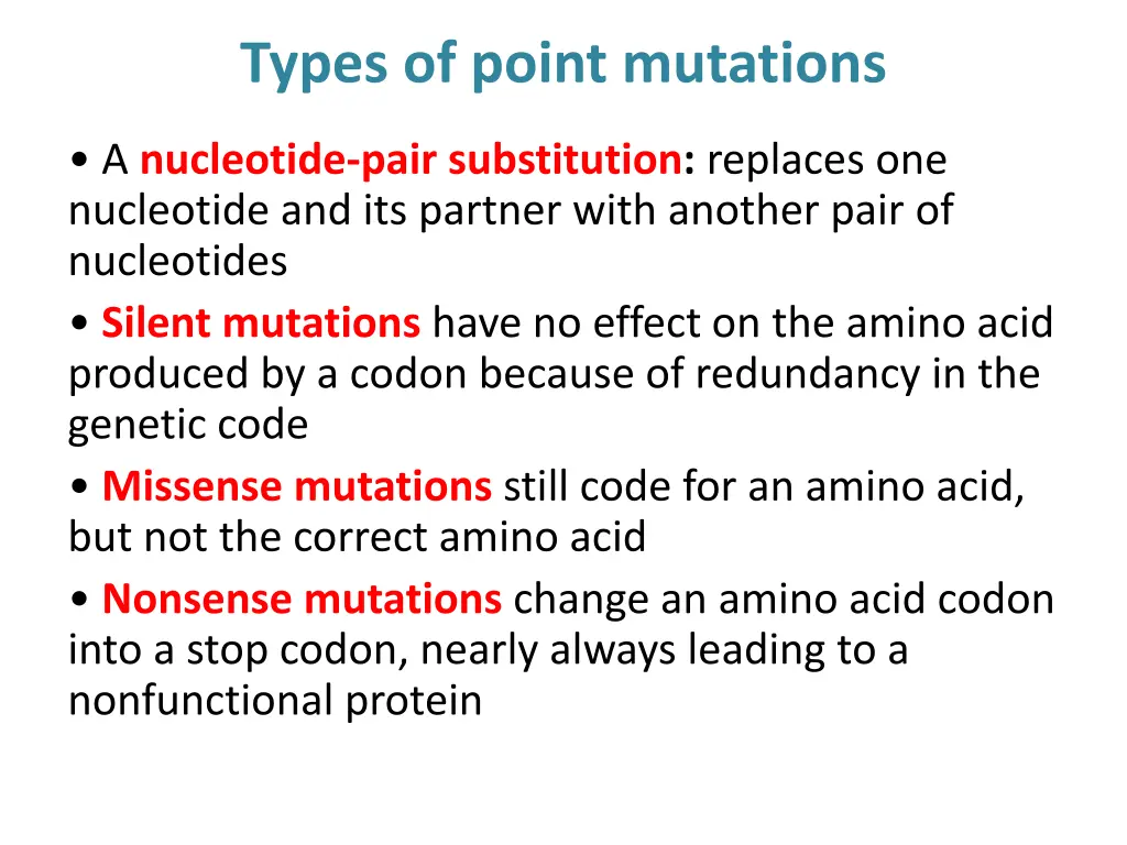 types of point mutations