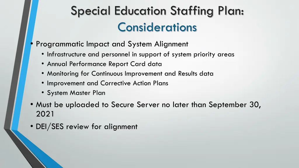 special education staffing plan considerations
