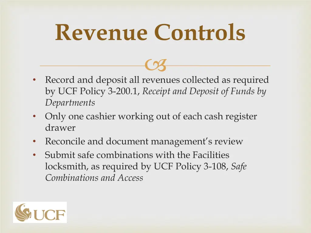 revenue controls