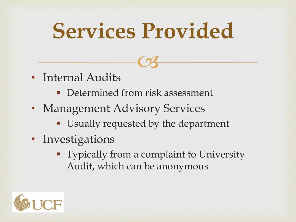 services provided