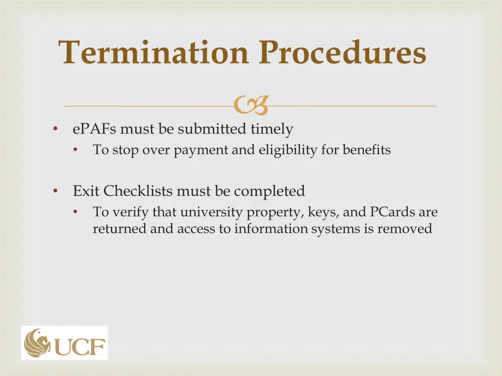 termination procedures