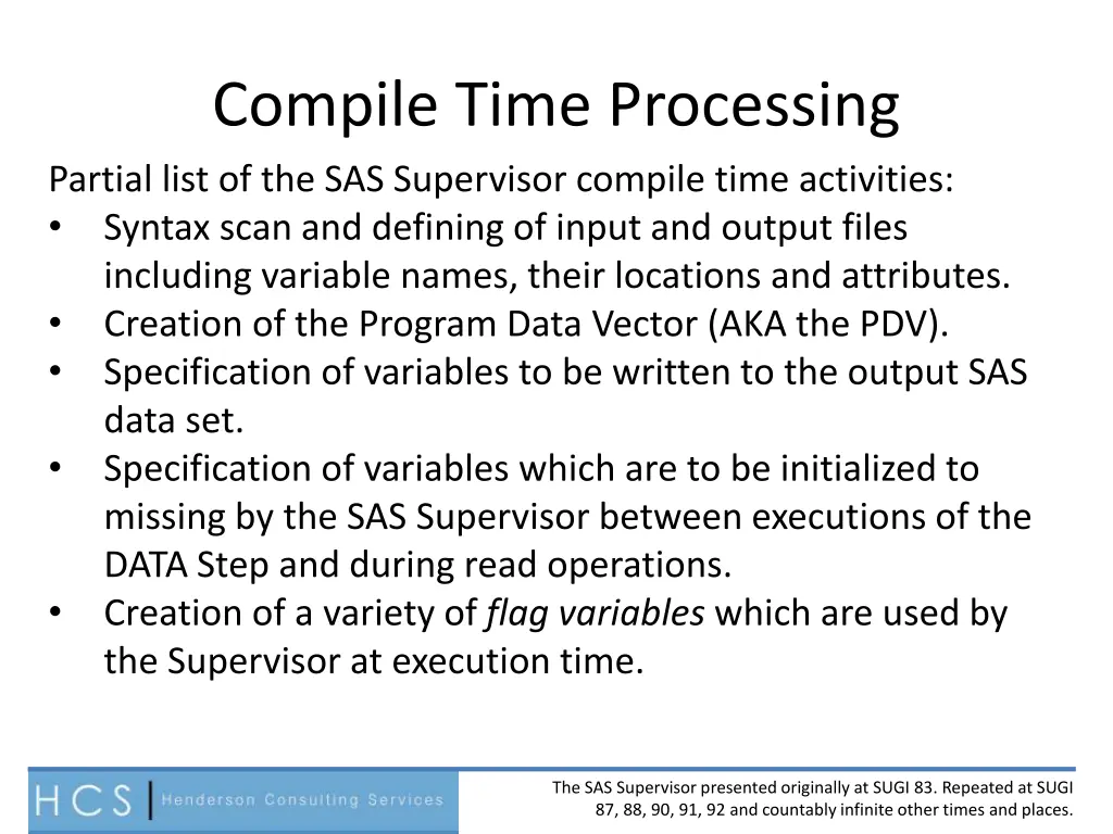 compile time processing partial list