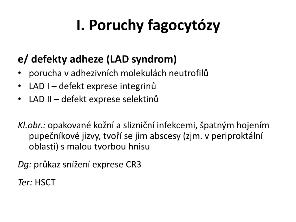 i poruchy fagocyt zy 2