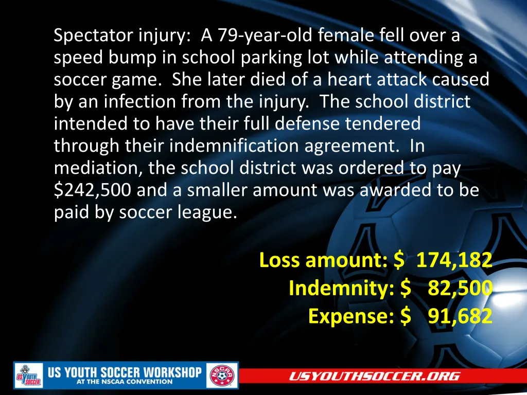 spectator injury a 79 year old female fell over
