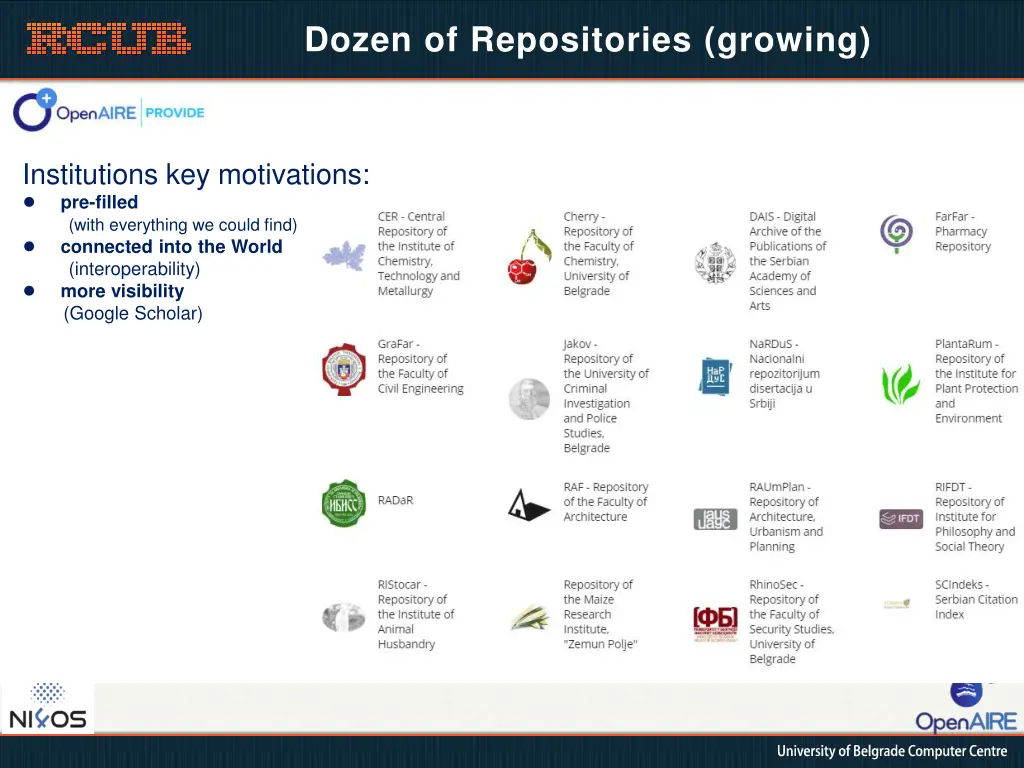 dozen of repositories growing