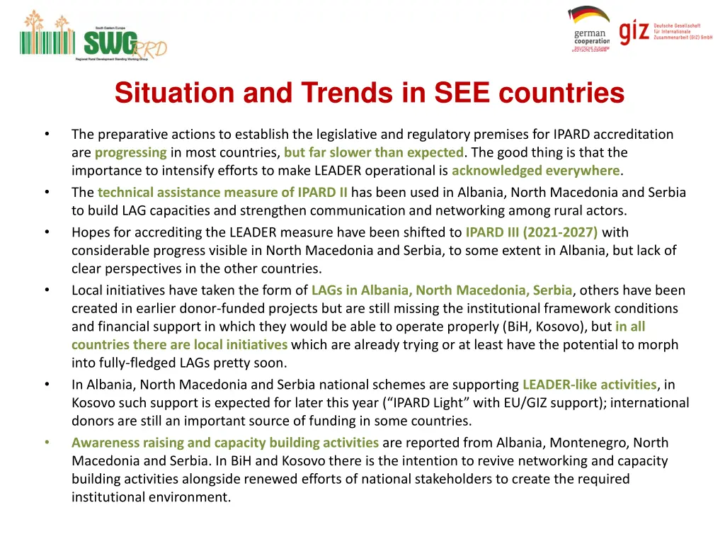 situation and trends in see countries