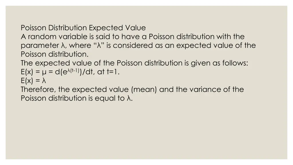 poisson distribution expected value a random
