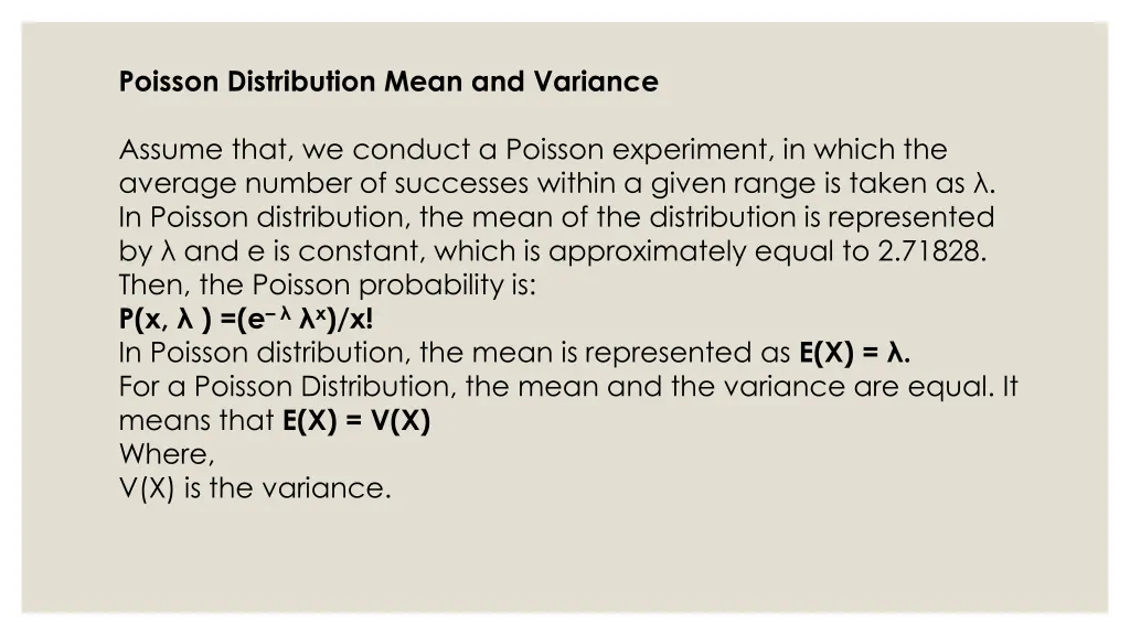 poisson distribution mean and variance