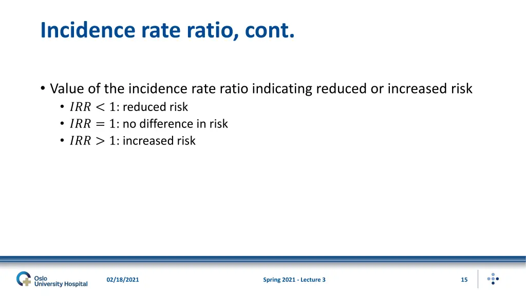 incidence rate ratio cont 2