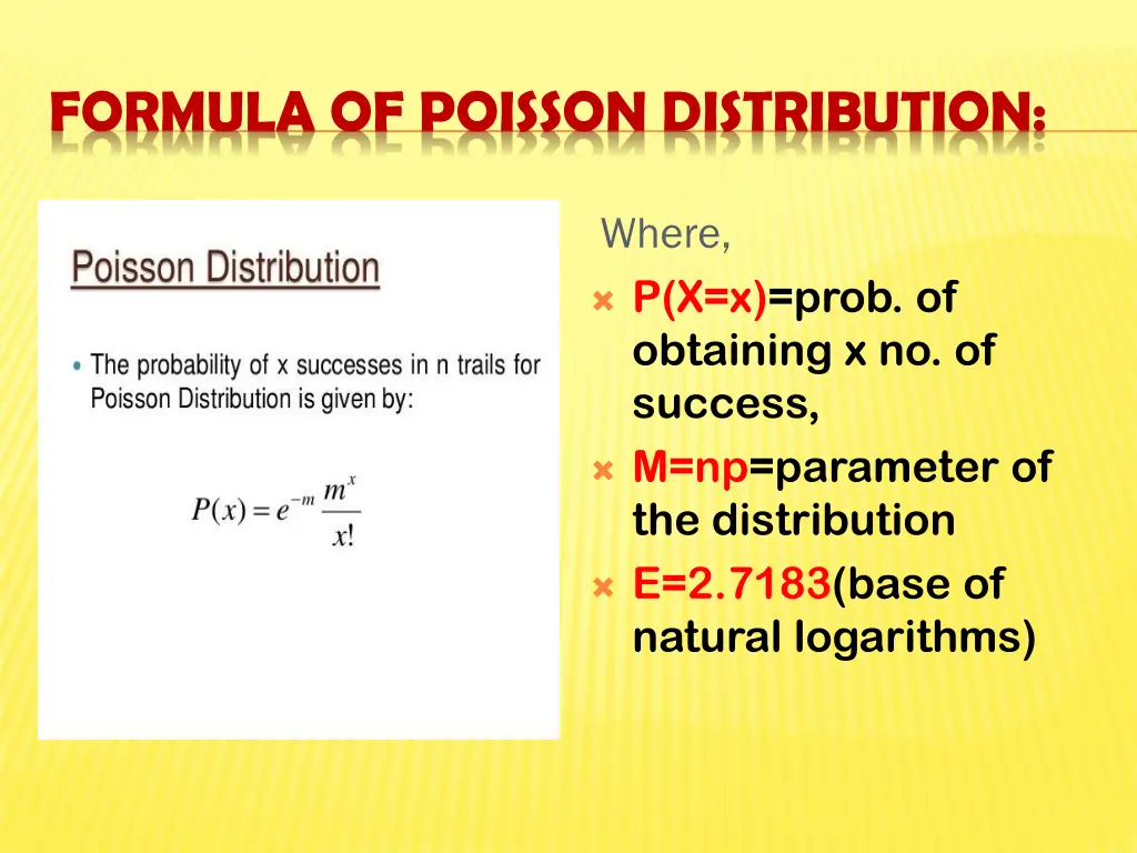 formula of poisson distribution