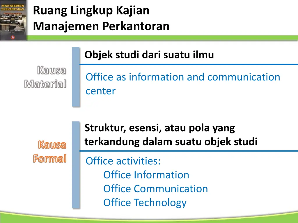 ruang lingkup kajian manajemen perkantoran