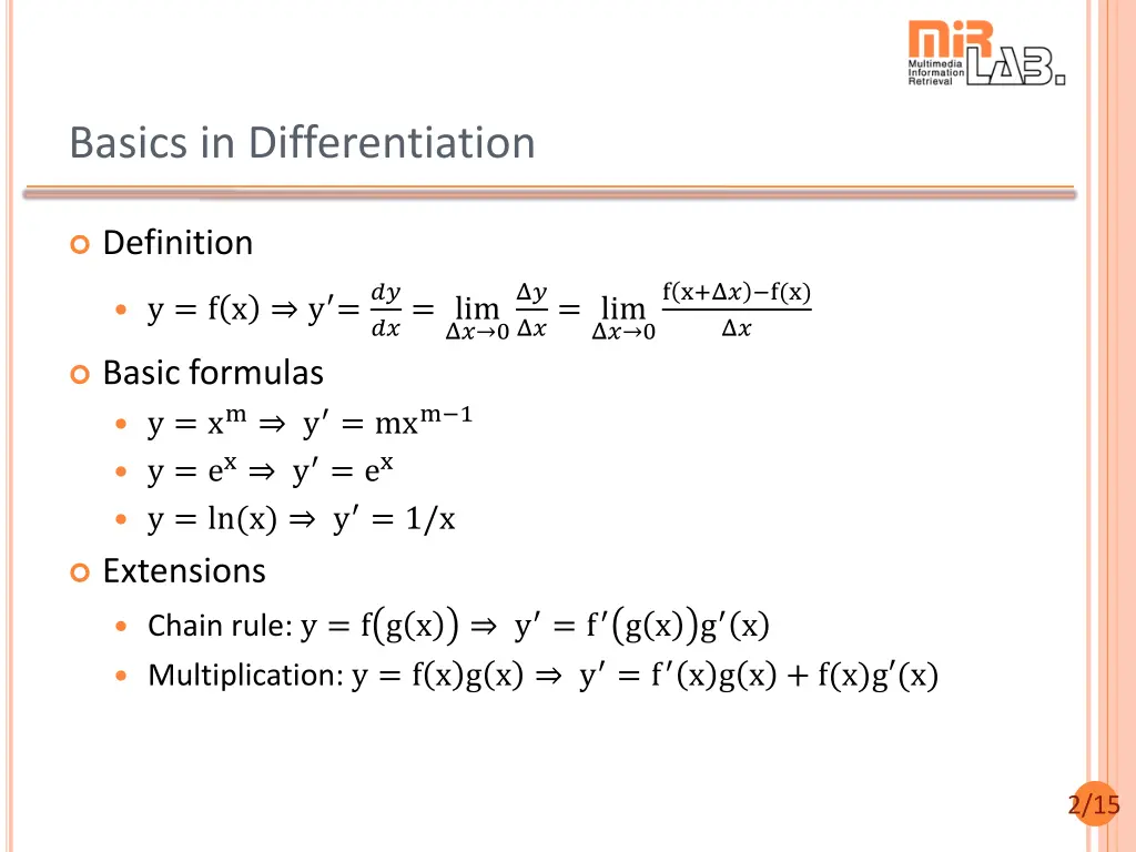 basics in differentiation