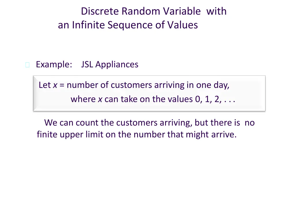 discrete random variable with an infinite