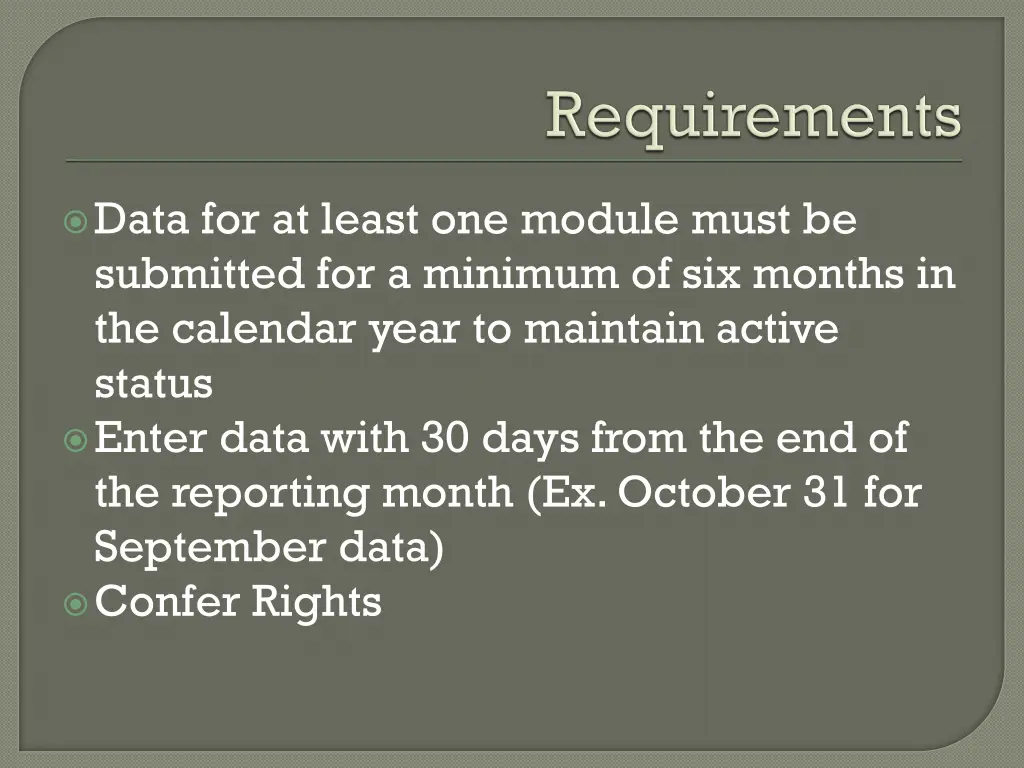data for at least one module must be submitted