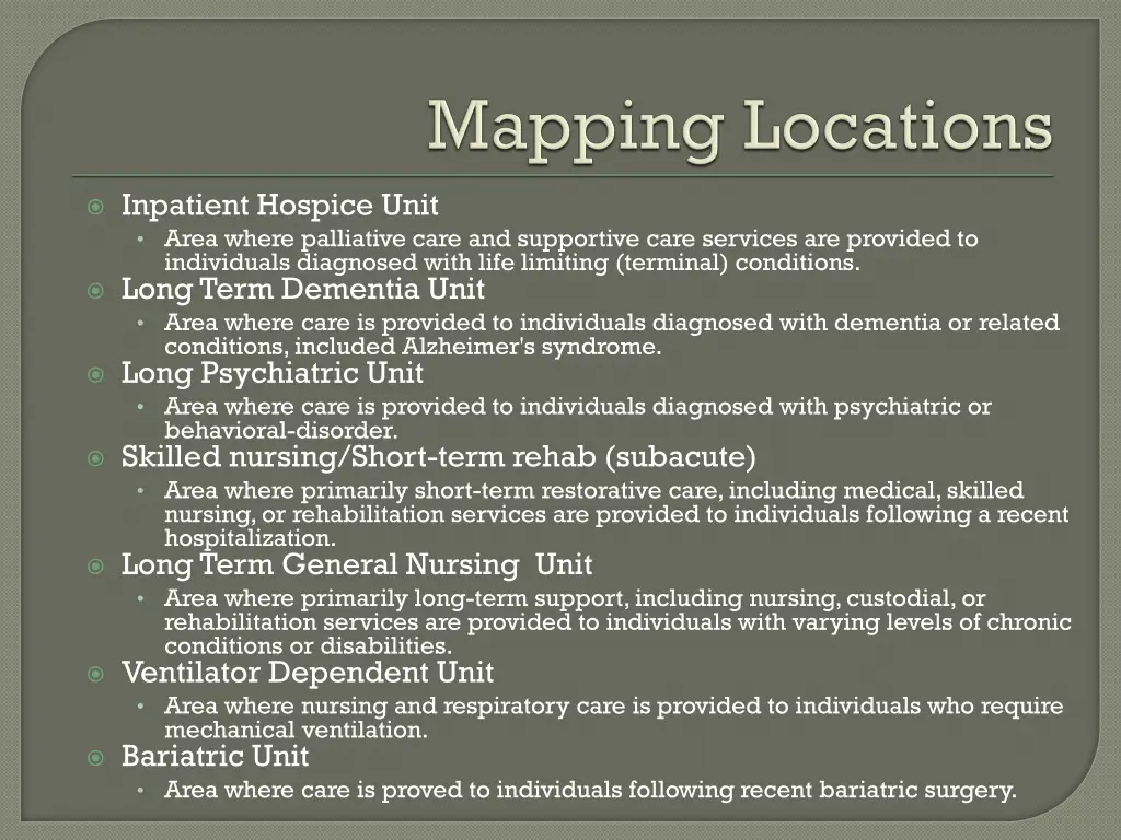 inpatient hospice unit area where palliative care