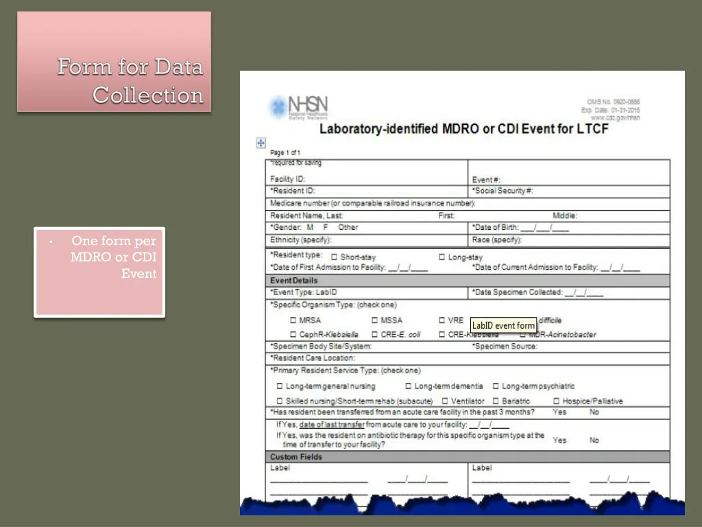 one form per mdro or cdi