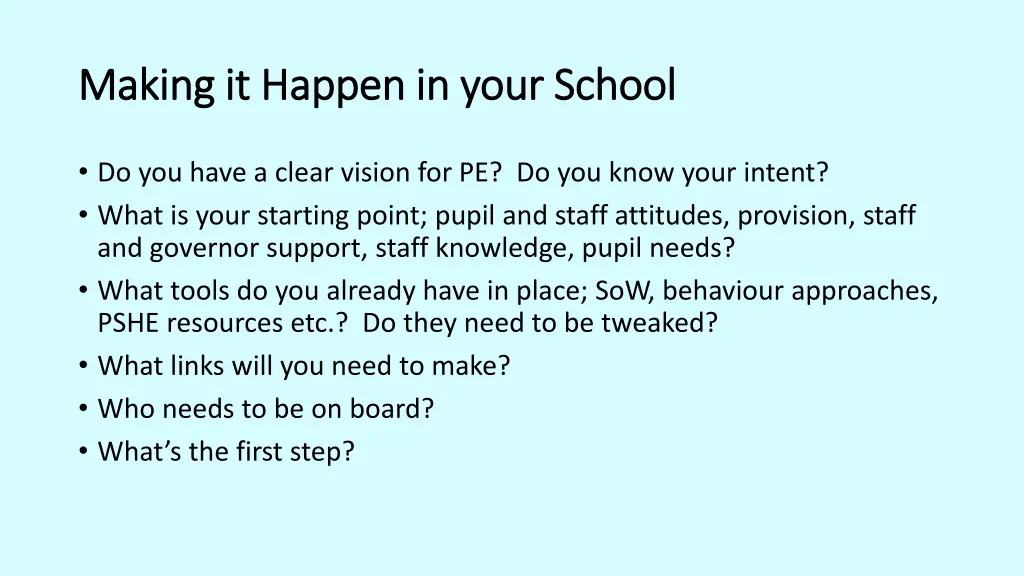 making it happen in your school making it happen