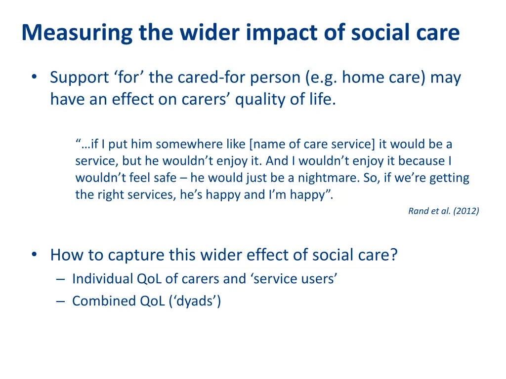 measuring the wider impact of social care