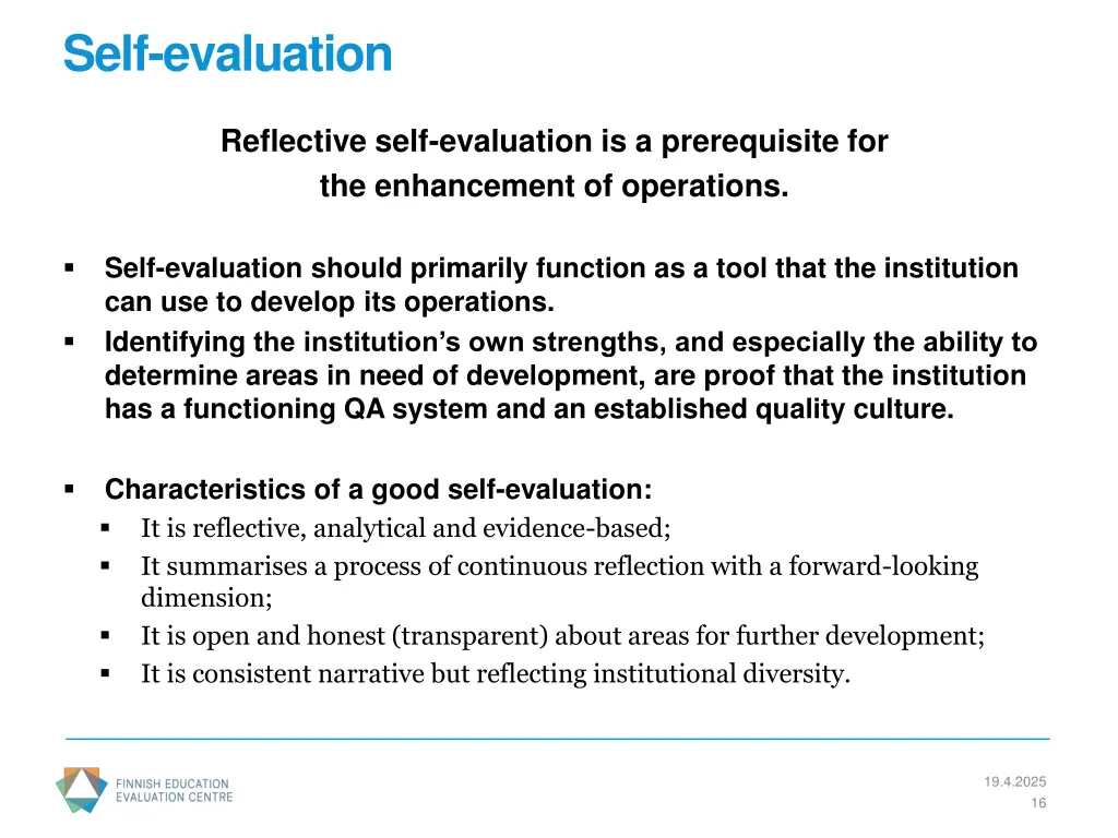 self evaluation