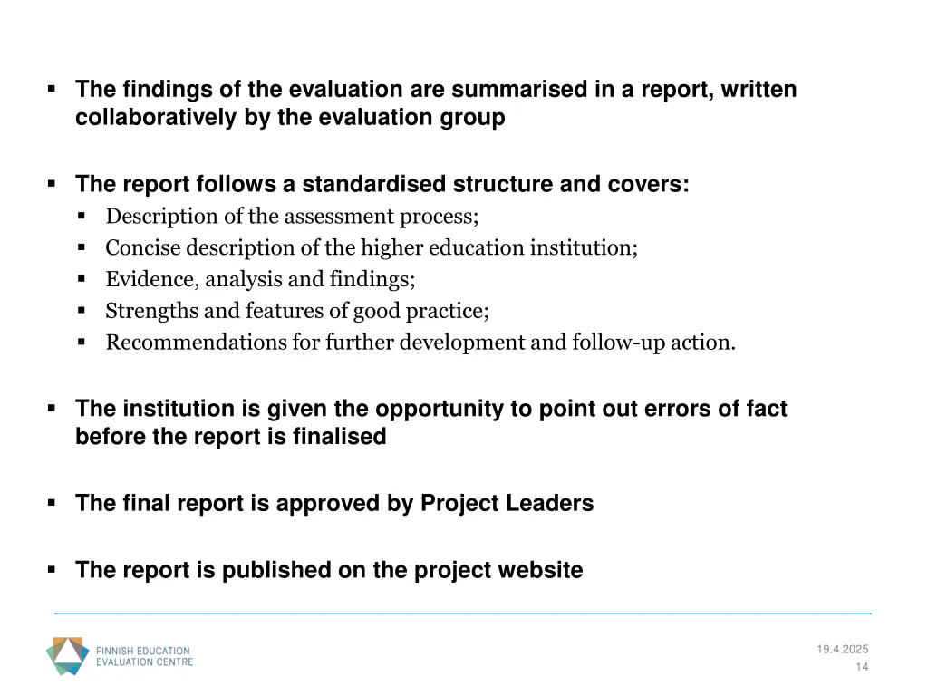 the findings of the evaluation are summarised