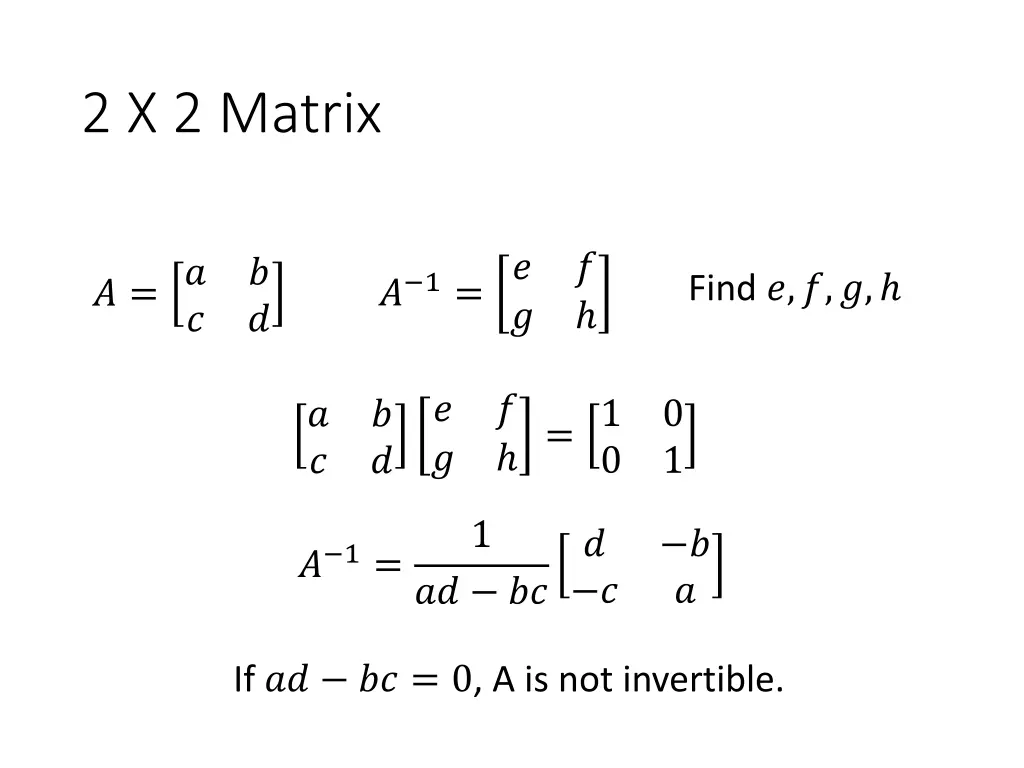2 x 2 matrix