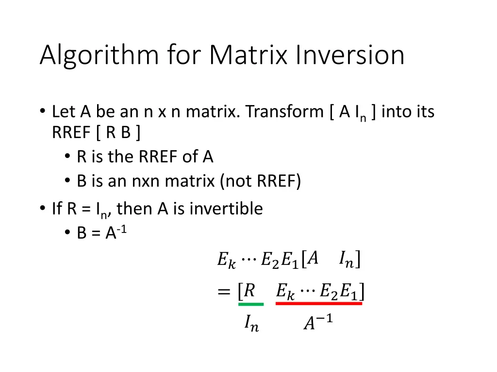 algorithm for matrix inversion 1