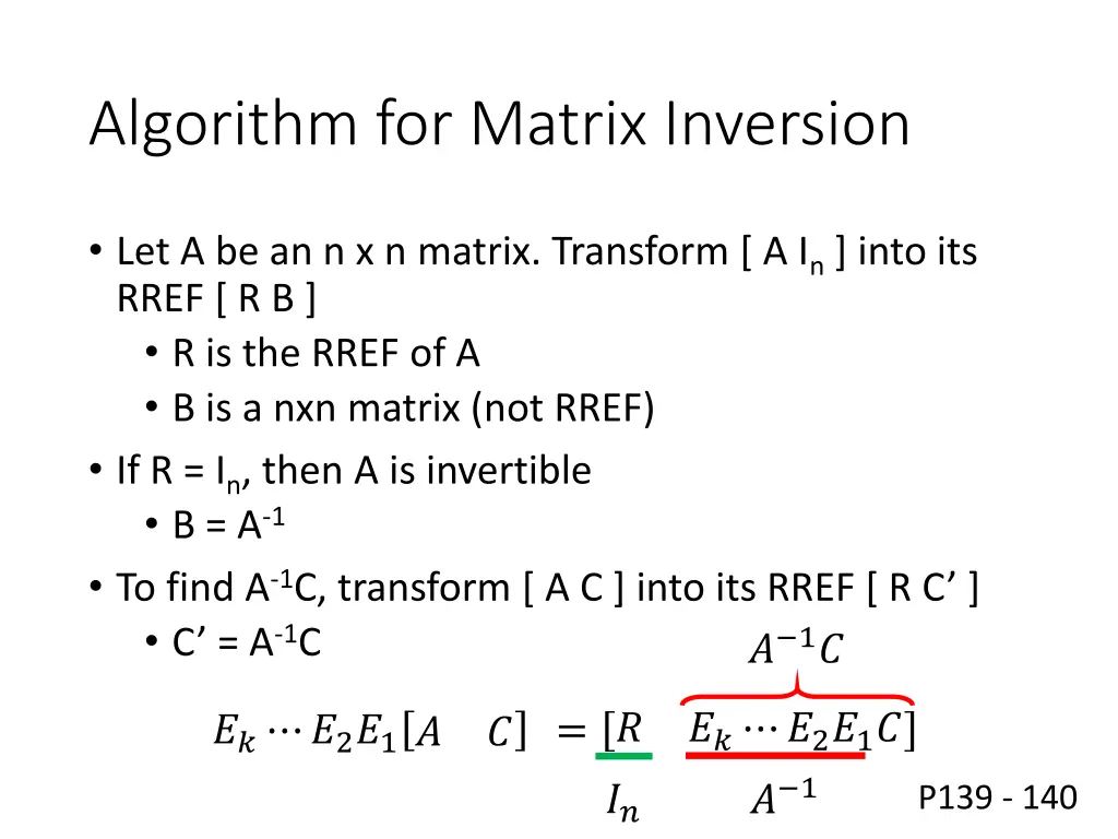 algorithm for matrix inversion 3