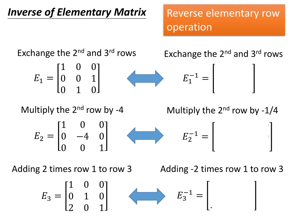 inverse of elementary matrix