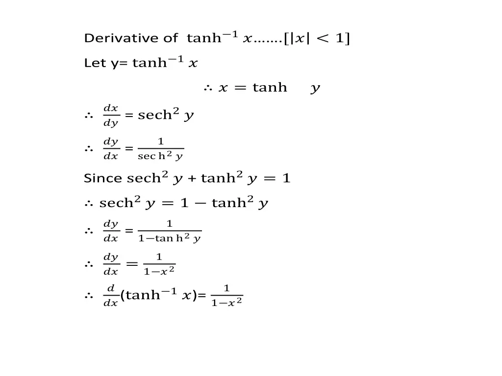 derivative of tanh 1 1