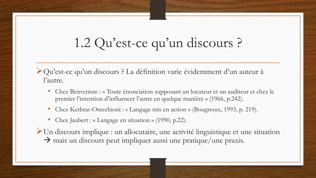 1 2 qu est ce qu un discours