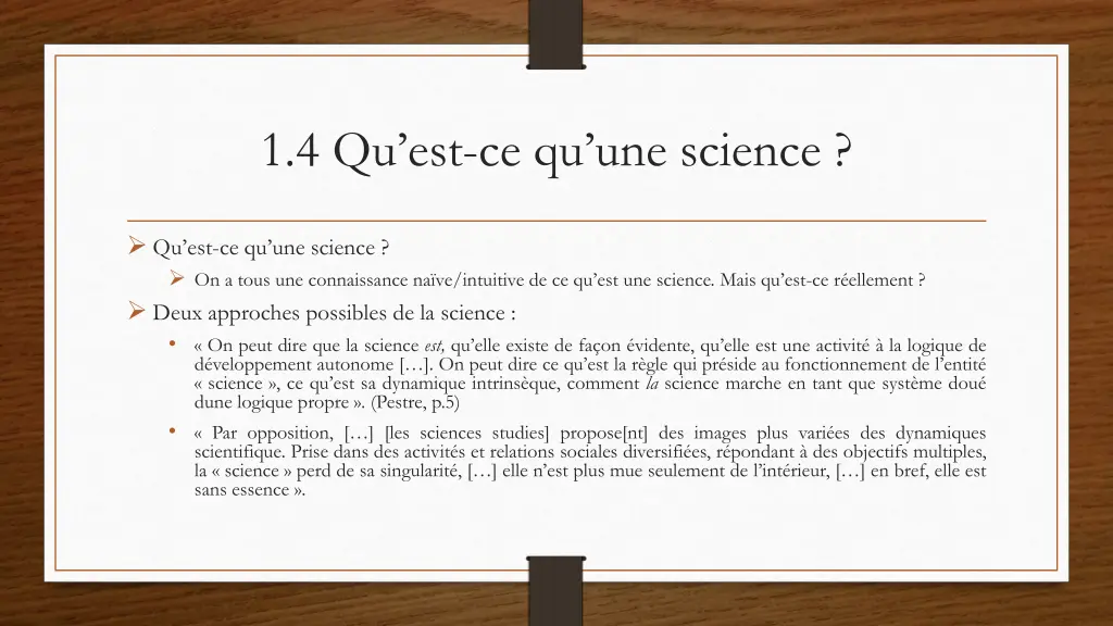 1 4 qu est ce qu une science