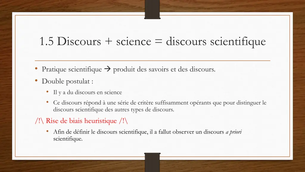 1 5 discours science discours scientifique