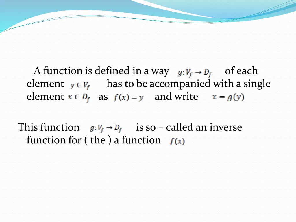 a function is defined in a way element element as