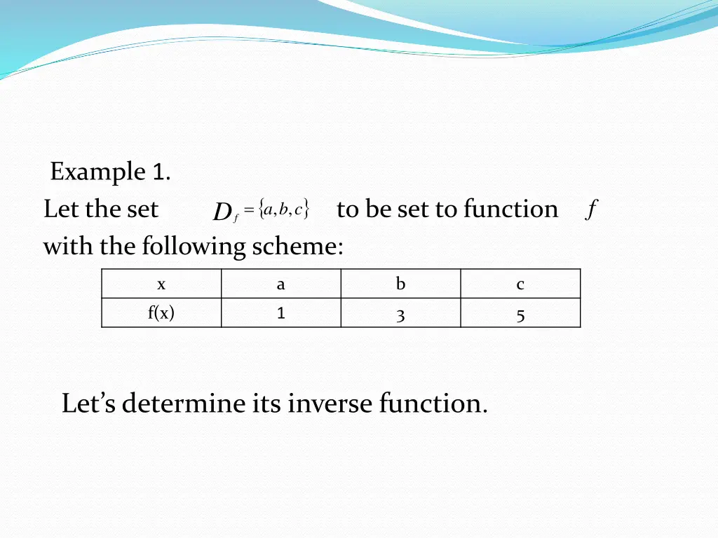 example 1 let the set with the following scheme