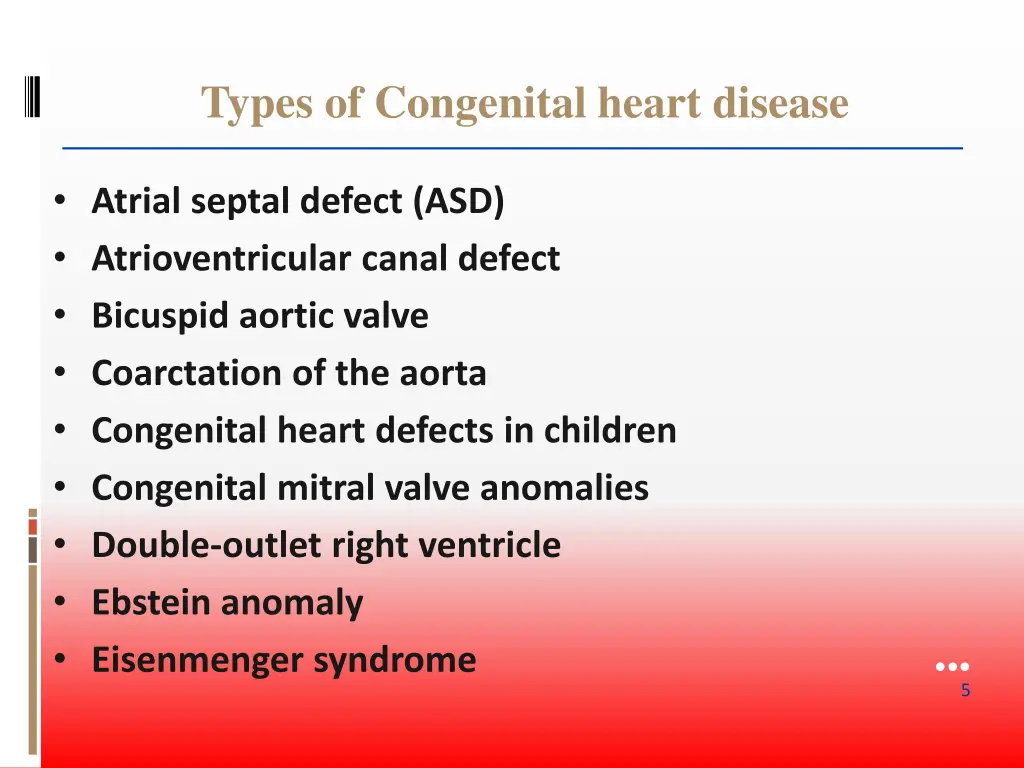 types of congenital heart disease