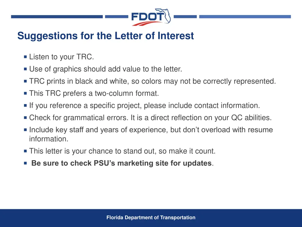 suggestions for the letter of interest