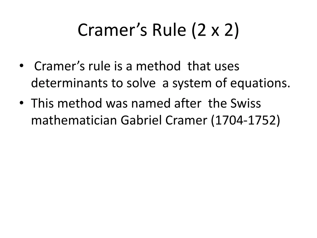 cramer s rule 2 x 2