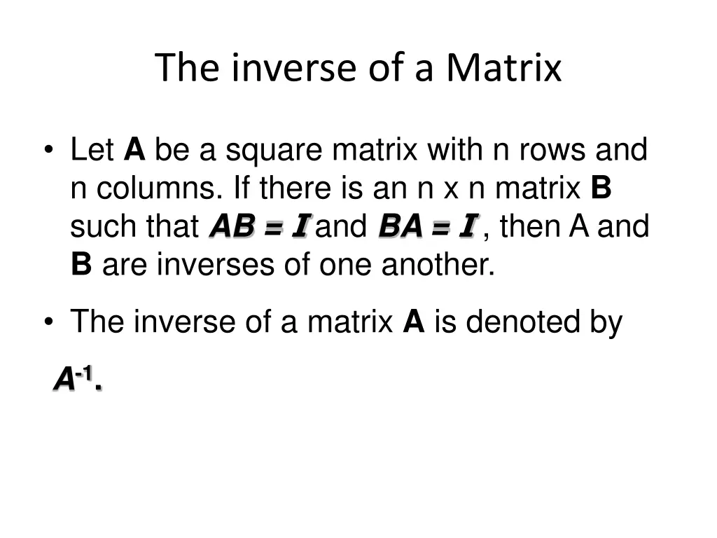the inverse of a matrix 1