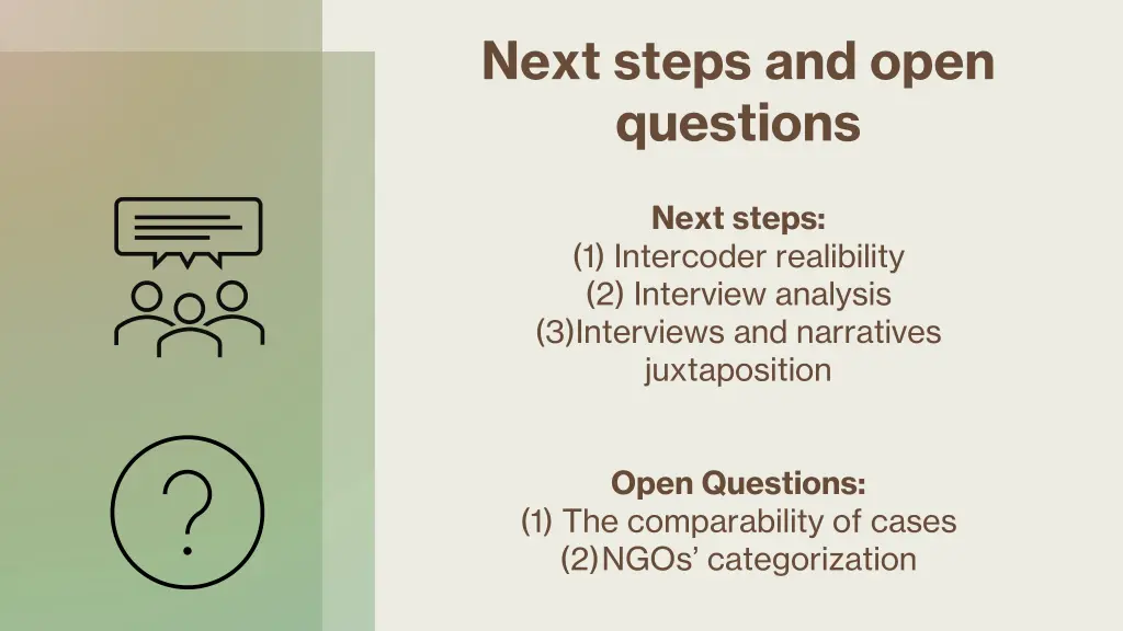 next steps and open questions