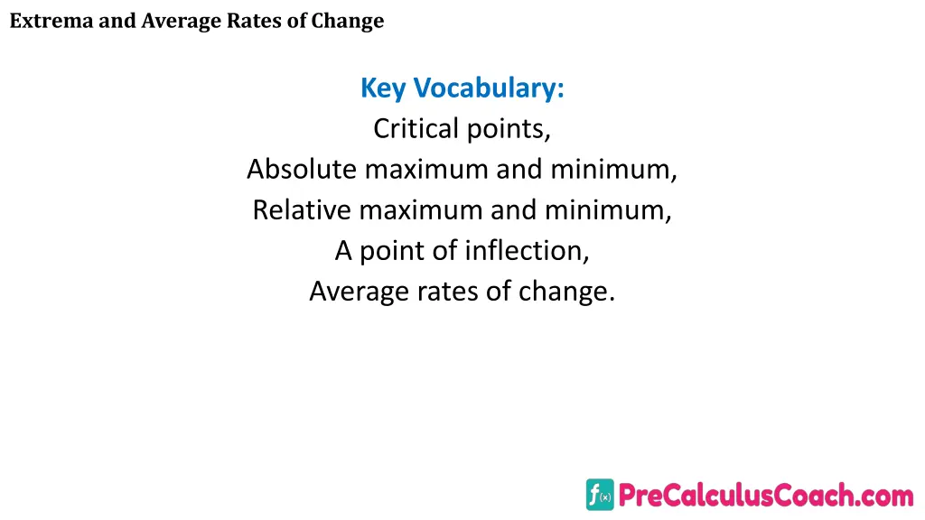 extrema and average rates of change 1
