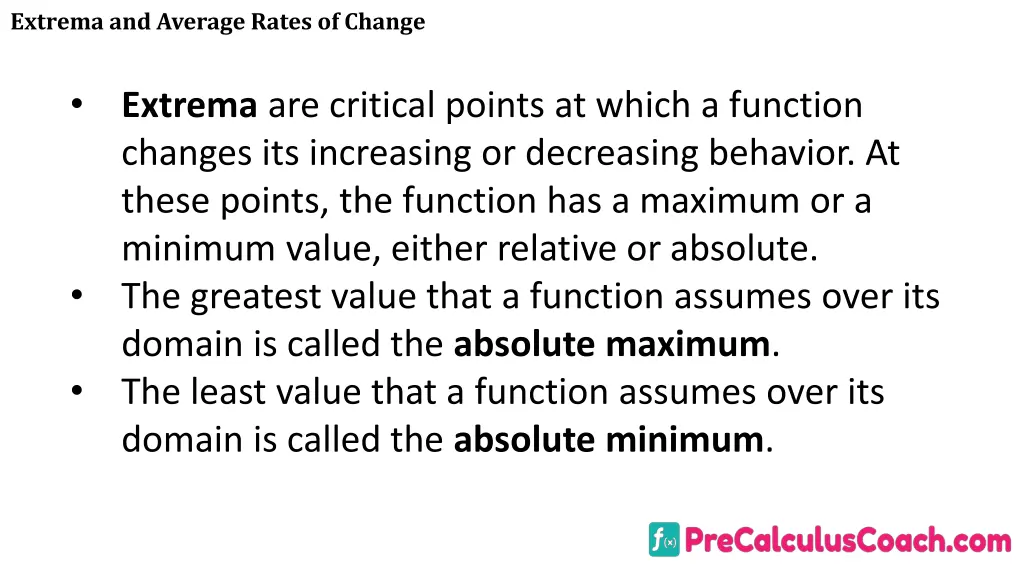 extrema and average rates of change 11