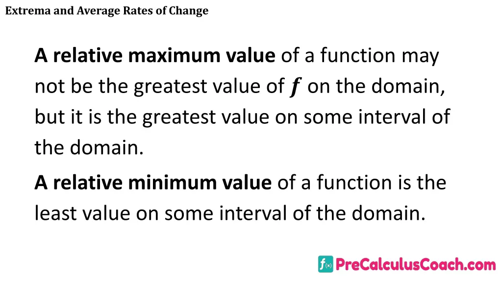 extrema and average rates of change 12