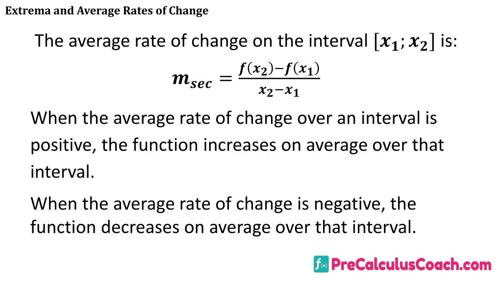 extrema and average rates of change 15