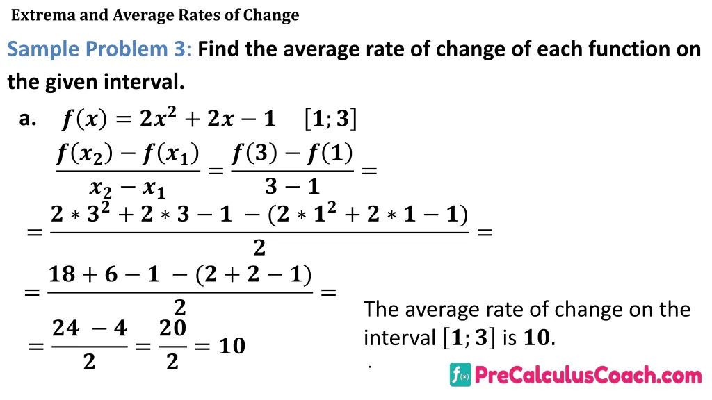 extrema and average rates of change 17