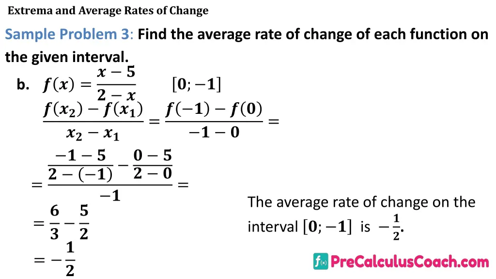 extrema and average rates of change 18