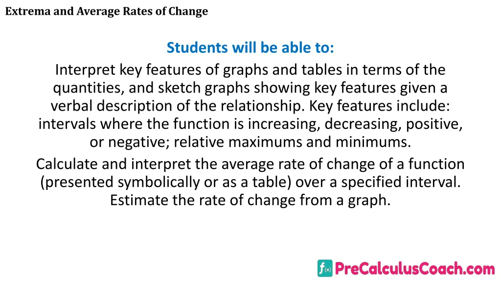extrema and average rates of change