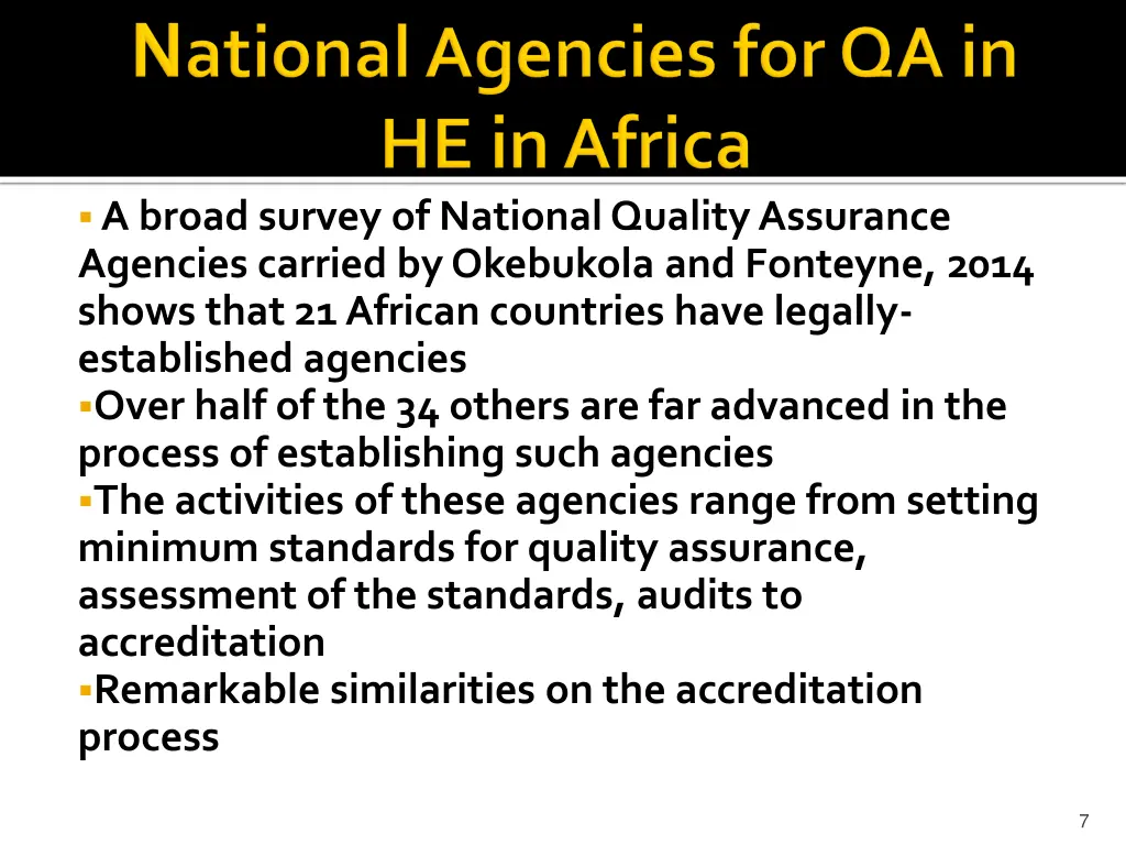 a broad survey of national quality assurance