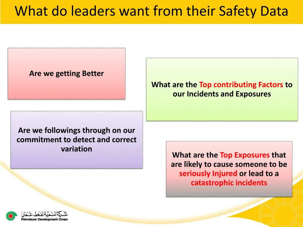 what do leaders want from their safety data